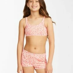 BILLABONG Girls' Chase The Wild Animal Print Boardshorts JUST PEACHY