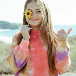 BILLABONG Girls' Paradise Tie-Dyed Crewneck Sweatshirt MULTI