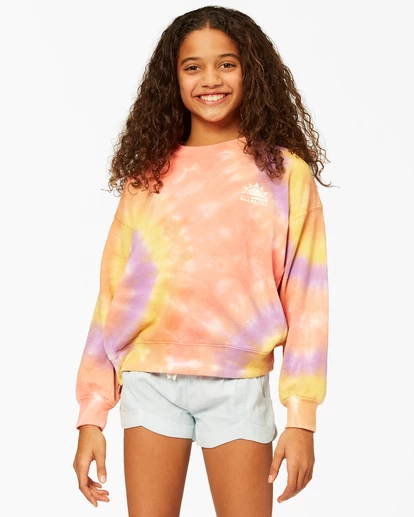 BILLABONG Girls' Paradise Tie-Dyed Crewneck Sweatshirt MULTI 2 BILLABONG Girls' Paradise Tie-Dyed Crewneck Sweatshirt MULTI - Image 2