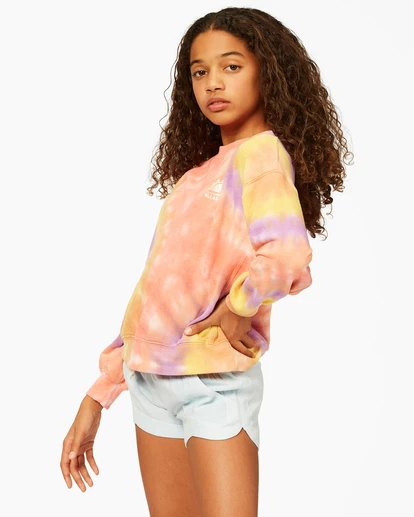 BILLABONG Girls' Paradise Tie-Dyed Crewneck Sweatshirt MULTI 3 BILLABONG Girls' Paradise Tie-Dyed Crewneck Sweatshirt MULTI - Image 3