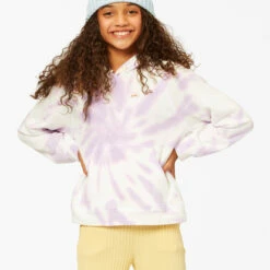 BILLABONG Girls' Dreamy Colors Tie-Dyed Pullover Hoodie LIT UP LILAC