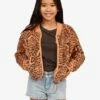 BILLABONG Girls' Wild Zip-Up Bomber Jacket ANIMAL
