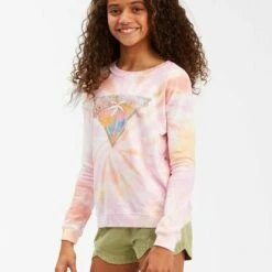 BILLABONG Girls' Making Waves Crewneck Sweatshirt MULTI -girls Sales Store abgft00138 billabongw mul sd1