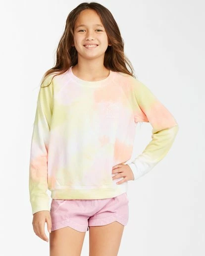 BILLABONG Girls' Painted Rainbows Tie Dye Crewneck Sweatshirt MULTI 1 BILLABONG Girls' Painted Rainbows Tie Dye Crewneck Sweatshirt MULTI