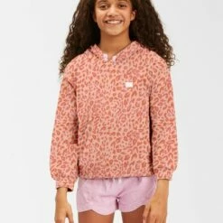 BILLABONG Girls' Its So Wild Animal Print Hoodie MELON