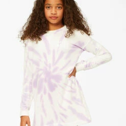 BILLABONG Girls' Love Trip Tie-Dye Sweatshirt Dress LIT UP LILAC