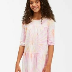 BILLABONG Girls' Beach Trip Tie-Dye Dress MULTI