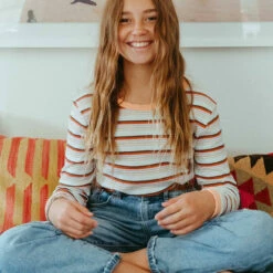 BILLABONG Girls' Going Striped Long Sleeve Top MULTI