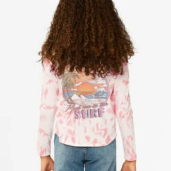 BILLABONG Girls' Back In Time Tie-Dyed Long Sleeve T-Shirt SUGAR CORAL -girls Sales Store abgkt00142 billabongw sgc bck1