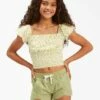 BILLABONG Girls' Sweet Flowers Short Sleeve Knit Top LEMONADE