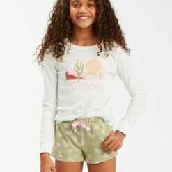 BILLABONG Girls' Pineapple Palms Short Sweatshorts AVOCADO