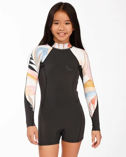 BILLABONG 1mm Girls' Spring Fever Spring Wetsuit HEAT WAVE 1 BILLABONG 1mm Girls' Spring Fever Spring Wetsuit HEAT WAVE