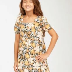 BILLABONG Girls' Heart Eyes Babydoll Dress BLACK MULTI -girls Sales Store abgwd00117 billabongw bml sd1
