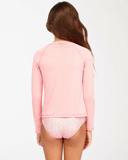 BILLABONG Girls' Feelin Ditsy Long Sleeve Rashguard CORAL PINK 3 BILLABONG Girls' Feelin Ditsy Long Sleeve Rashguard CORAL PINK - Image 3