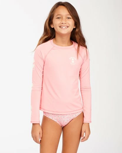 BILLABONG Girls' Feelin Ditsy Long Sleeve Rashguard CORAL PINK 1 BILLABONG Girls' Feelin Ditsy Long Sleeve Rashguard CORAL PINK