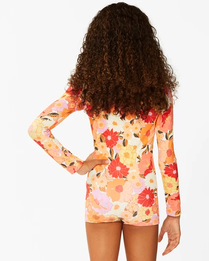 BILLABONG Girls' So Groovy Boyshort Long Sleeve Swimsuit MULTI 3 BILLABONG Girls' So Groovy Boyshort Long Sleeve Swimsuit MULTI - Image 3