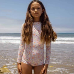 BILLABONG Girls' Sweet Dreamer Boy Short Long Sleeve Swimsuit MULTI