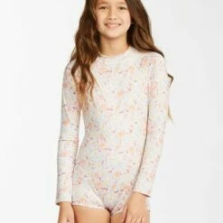 BILLABONG Girls' Sweet Dreamer Boy Short Long Sleeve Swimsuit MULTI -girls Sales Store abgwr00131 billabongw mul frt1