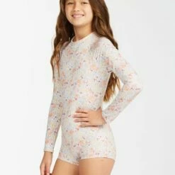 BILLABONG Girls' Sweet Dreamer Boy Short Long Sleeve Swimsuit MULTI -girls Sales Store abgwr00131 billabongw mul sd1