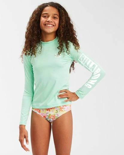 BILLABONG Girls' Core Surfdaze Long Sleeve Rashguard SPEARMINT 2 BILLABONG Girls' Core Surfdaze Long Sleeve Rashguard SPEARMINT - Image 2