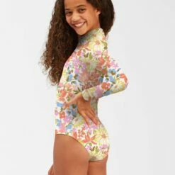 BILLABONG Girls' Windsong Long Sleeve Swimsuit MULTI -girls Sales Store abgwr00136 billabongw mul bck1