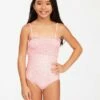 BILLABONG Girls' Feelin Ditsy One-Piece Swimsuit CORAL PINK