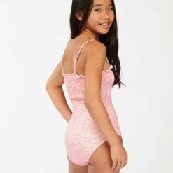 BILLABONG Girls' Feelin Ditsy One-Piece Swimsuit CORAL PINK -girls Sales Store abgx100116 billabongw cak sd2
