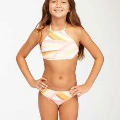 BILLABONG Girls' Sea Of Gold High Neck Bikini Set MULTI