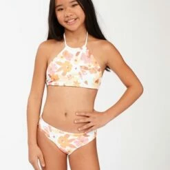 BILLABONG Girls' Walk In The Sun Reversible High-Neck Bikini Set MULTI