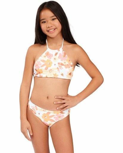 BILLABONG Girls' Walk In The Sun Reversible High-Neck Bikini Set MULTI 3 BILLABONG Girls' Walk In The Sun Reversible High-Neck Bikini Set MULTI - Image 3