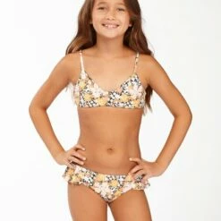BILLABONG Girls' Sweet Dreams Reversible Trilet Bikini Set MULTI