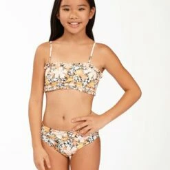 BILLABONG Girls' Sweet Dreams Reversible Bandeau Bikini Set MULTI