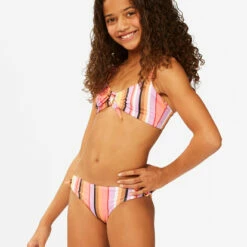 BILLABONG Girls' Knot So Fast Hanky Tie Trilet Bikini Set MULTI