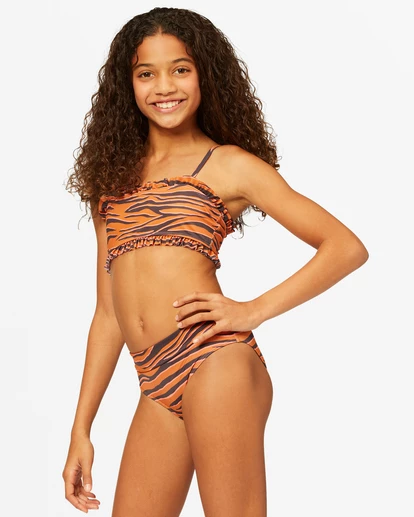 BILLABONG Girls' Sneakaway Ruffle Tank Bikini Set BRONZE 3 BILLABONG Girls' Sneakaway Ruffle Tank Bikini Set BRONZE - Image 3