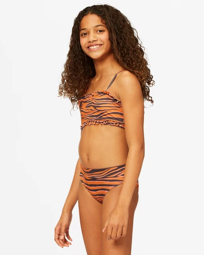 BILLABONG Girls' Sneakaway Ruffle Tank Bikini Set BRONZE 5 BILLABONG Girls' Sneakaway Ruffle Tank Bikini Set BRONZE - Image 5