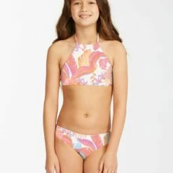 BILLABONG Girls' Tropical Punch High Neck Bikini Set MULTI