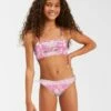 BILLABONG Girls' Day Dreamer Knot Bandeau Bikini Set PARADISE PINK