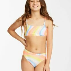 BILLABONG Girls' Groovy Road Mini Crop Bikini Set MULTI