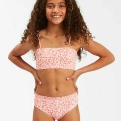BILLABONG Girls' Chase The Wild Strappy Tank Bikini Set JUST PEACHY