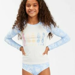BILLABONG Girls' On A Rainbow Long Sleeve Rashguard Set SWEET BLUE