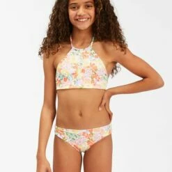 BILLABONG Girls' Windsong High Neck Reversible Bikini Set MULTI