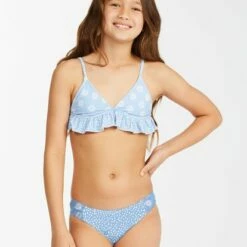 BILLABONG Girls' Where To Ruffle Triangle Bikini Set SWEET BLUE
