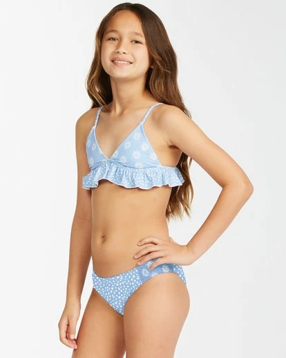 BILLABONG Girls' Where To Ruffle Triangle Bikini Set SWEET BLUE 4 BILLABONG Girls' Where To Ruffle Triangle Bikini Set SWEET BLUE - Image 4