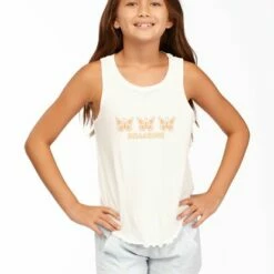 BILLABONG Girls' Butterflies Tank Top SALT CRYSTAL