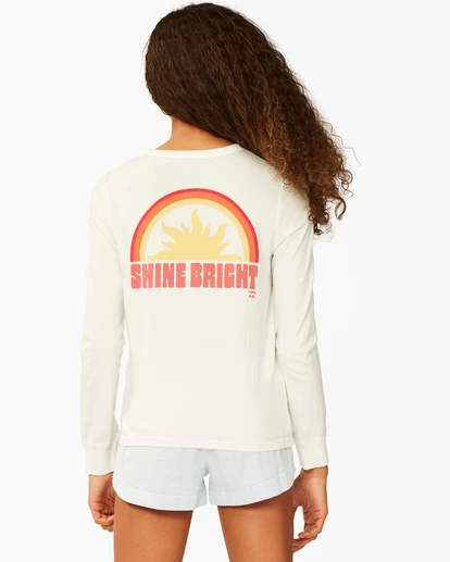 BILLABONG Girls' Shine Bright Long Sleeve Boyfriend T-Shirt SALT CRYSTAL 3 BILLABONG Girls' Shine Bright Long Sleeve Boyfriend T-Shirt SALT CRYSTAL - Image 3