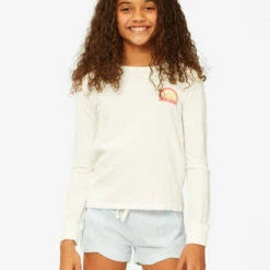 BILLABONG Girls' Shine Bright Long Sleeve Boyfriend T-Shirt SALT CRYSTAL