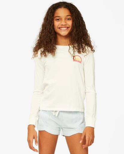 BILLABONG Girls' Shine Bright Long Sleeve Boyfriend T-Shirt SALT CRYSTAL 1 BILLABONG Girls' Shine Bright Long Sleeve Boyfriend T-Shirt SALT CRYSTAL