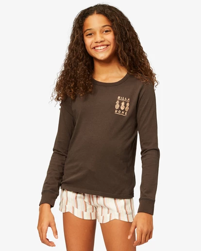 BILLABONG Girls' Sweet Paradise Long Sleeve Boyfriend T-Shirt OFF BLACK 1 BILLABONG Girls' Sweet Paradise Long Sleeve Boyfriend T-Shirt OFF BLACK
