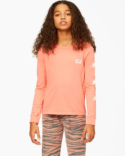 BILLABONG Girls' Born Sunny Long Sleeve T-Shirt SUGAR CORAL 1 BILLABONG Girls' Born Sunny Long Sleeve T-Shirt SUGAR CORAL