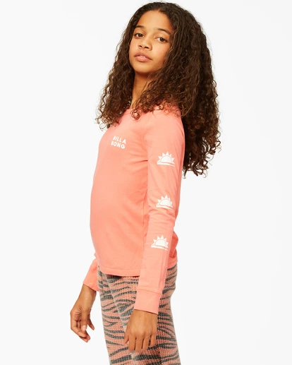BILLABONG Girls' Born Sunny Long Sleeve T-Shirt SUGAR CORAL 2 BILLABONG Girls' Born Sunny Long Sleeve T-Shirt SUGAR CORAL - Image 2